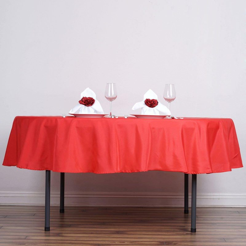 Red Seamless Polyester Round Tablecloth 90″  |   Polyester Polyester Polyester