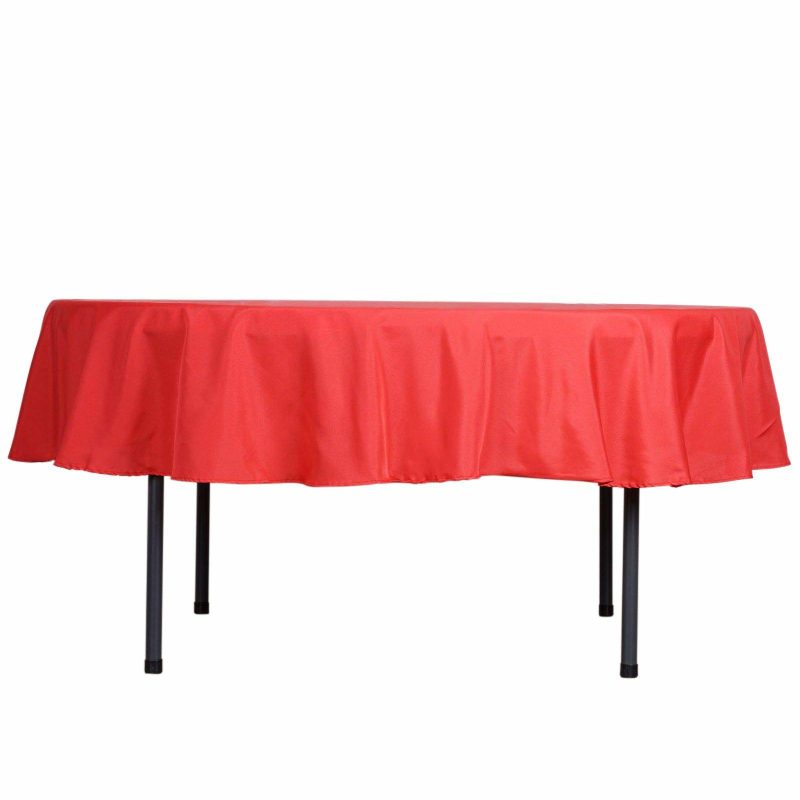 Red Seamless Polyester Round Tablecloth 90″  |   Polyester Polyester Polyester