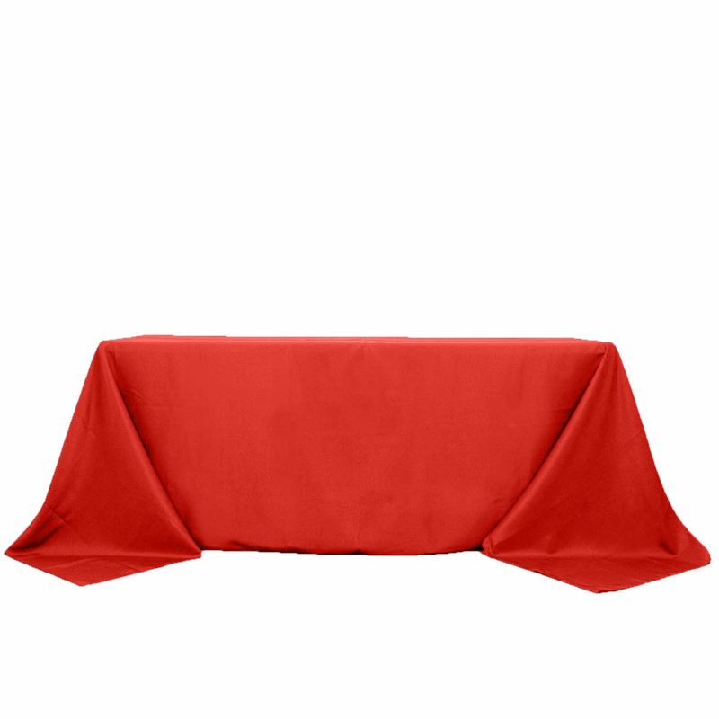 Red Seamless Premium Polyester Rectangular Tablecloth 220GSM 90″x132″ for 6 Foot Table With Floor-Length Drop  |   Polyester Polyester Polyester