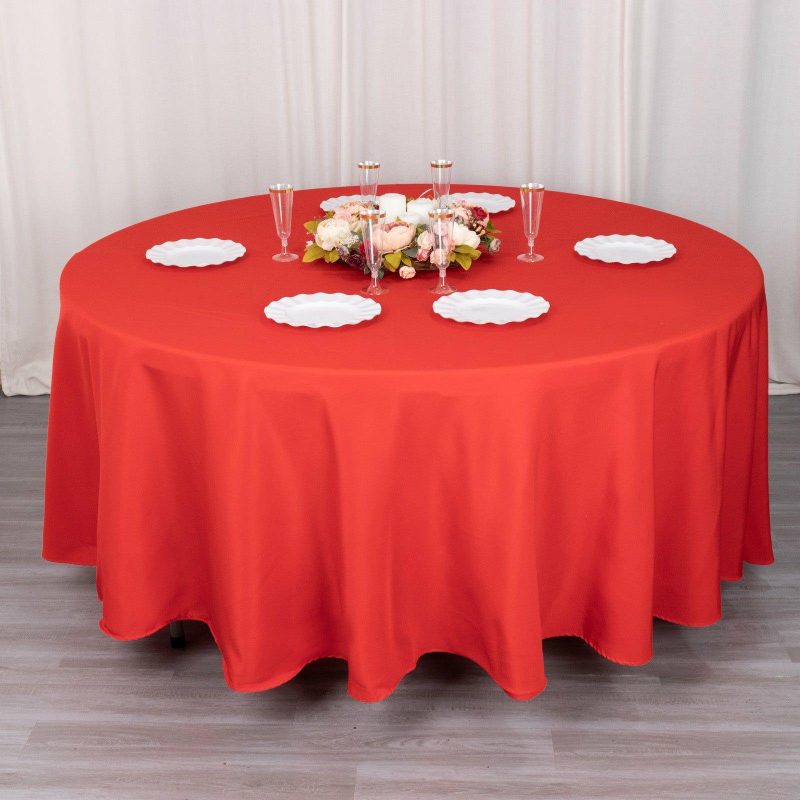 Red Seamless Premium Polyester Round Tablecloth 220GSM 108″  |   Polyester Polyester Polyester