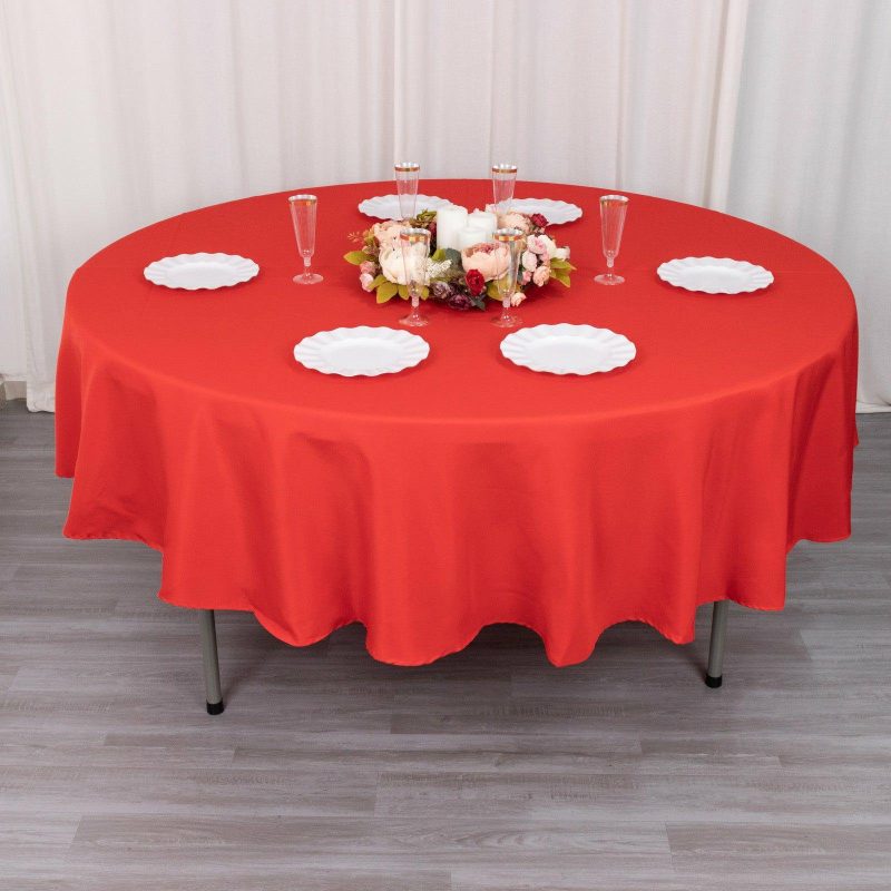 Red Seamless Premium Polyester Round Tablecloth 220GSM 90″  |   Polyester Polyester Polyester