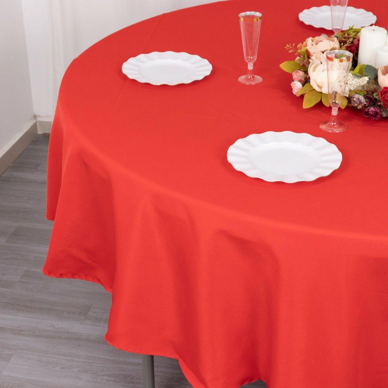 Red Seamless Premium Polyester Round Tablecloth 220GSM 90″  |   Polyester Polyester Polyester