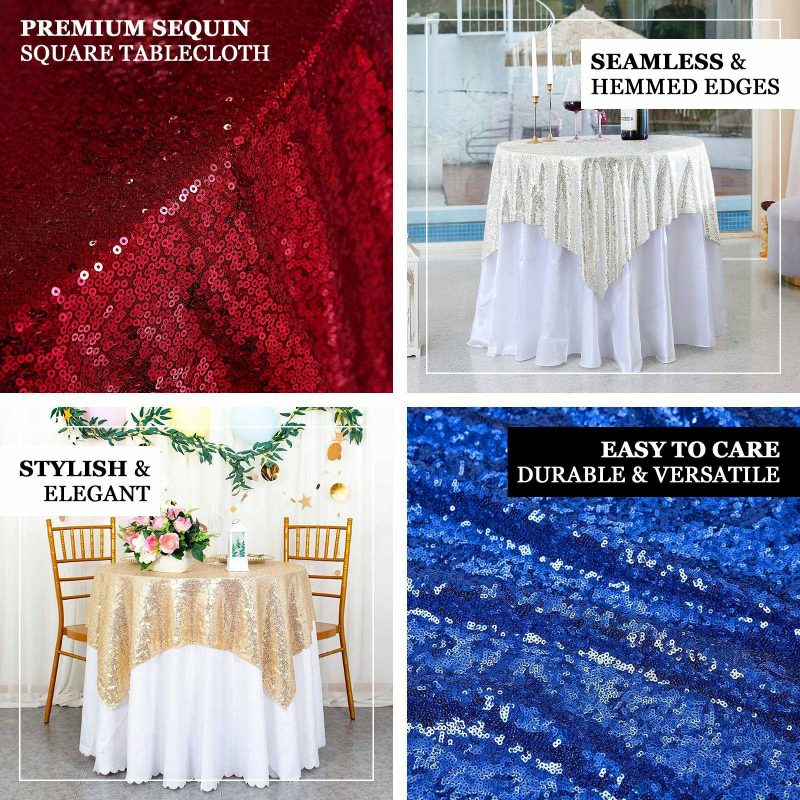 Red Seamless Premium Sequin Square Tablecloth 54″x54″  |   Sequin Sequin Red