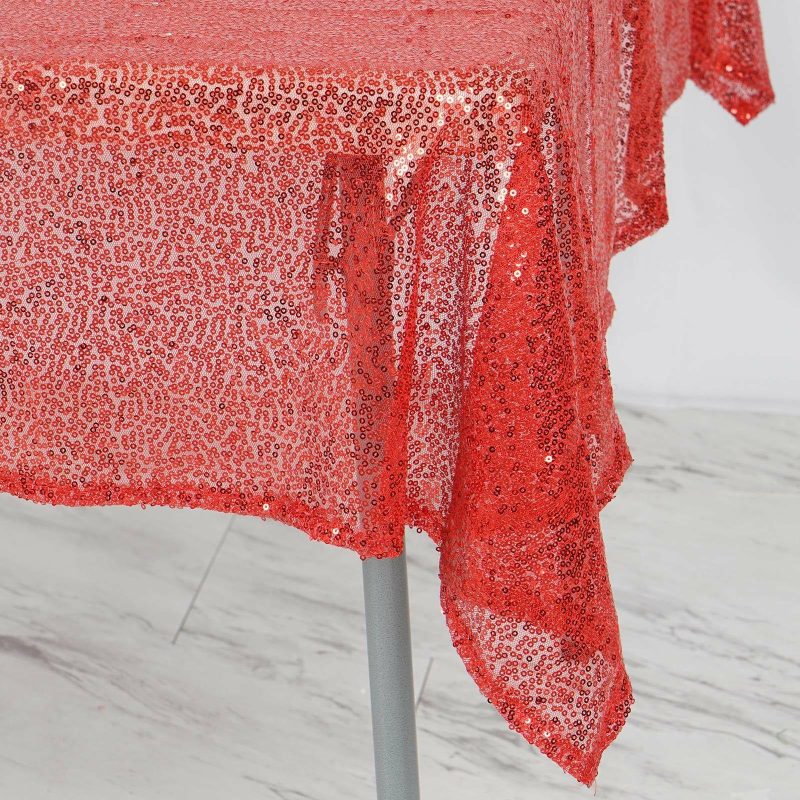 Red Seamless Premium Sequin Square Tablecloth 54″x54″  |   Sequin Sequin Red