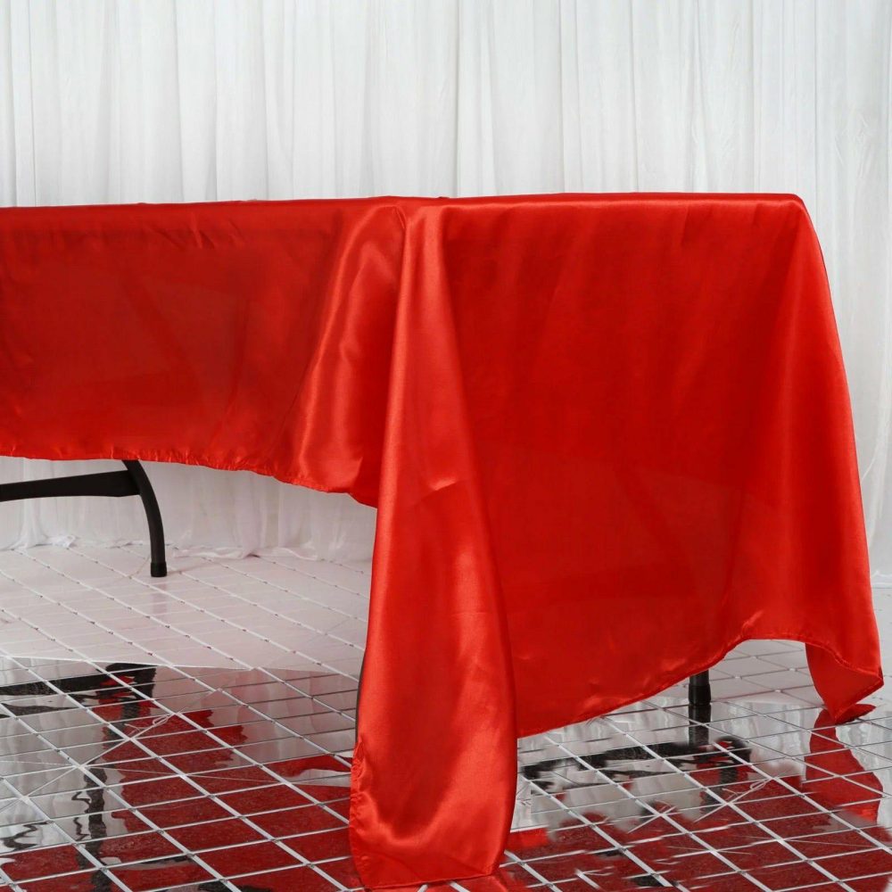 Red Seamless Satin Rectangular Tablecloth 60″x126″  |   Satin Satin Red