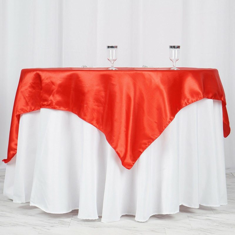 Red Seamless Satin Square Tablecloth Overlay 60″x60″  |   Satin & Taffeta Satin & Taffeta Red