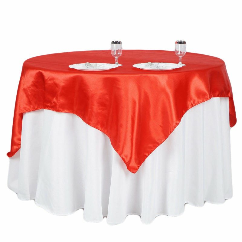 Red Seamless Satin Square Tablecloth Overlay 60″x60″  |   Satin & Taffeta Satin & Taffeta Red