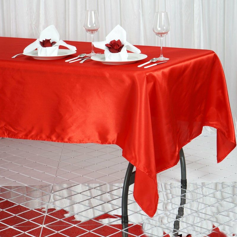 Red Seamless Smooth Satin Rectangular Tablecloth 60″x102″  |   Satin Satin Red