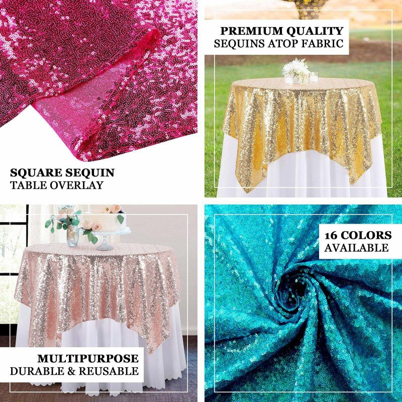 Red Sequin Sparkly Square Table Overlay 72″x72″  |   Sequin Sequin Red