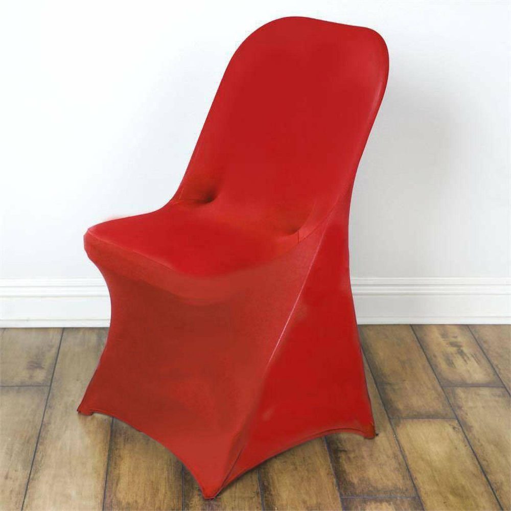 Red Spandex Stretch Fitted Folding Slip On Chair Cover 160 GSM  |   Spandex Fitted Folding Chair Covers Red