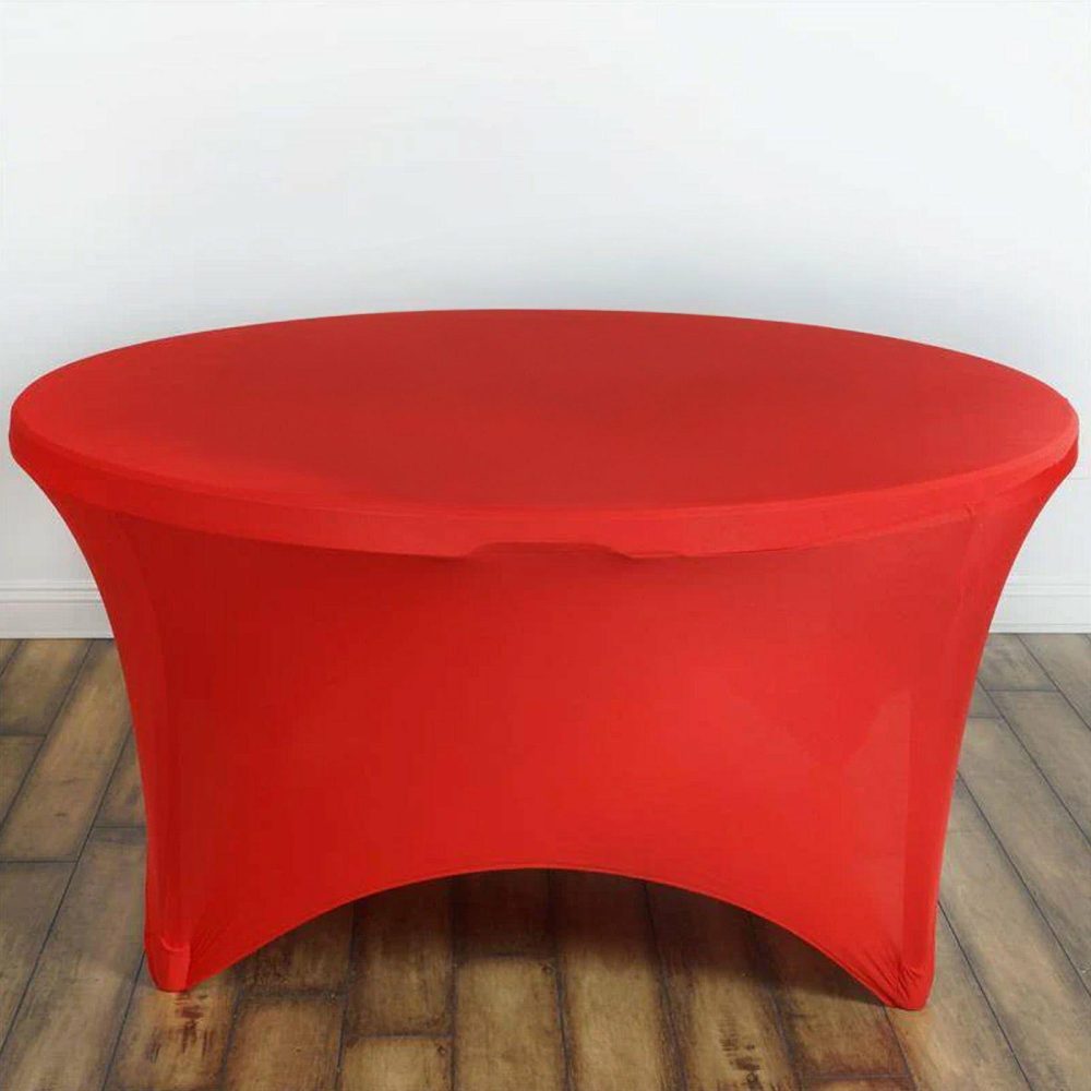 Red Stretch Spandex Fitted Round Tablecloth 60 in for 5 Foot Tables  |   Spandex & Fitted Spandex & Fitted Red