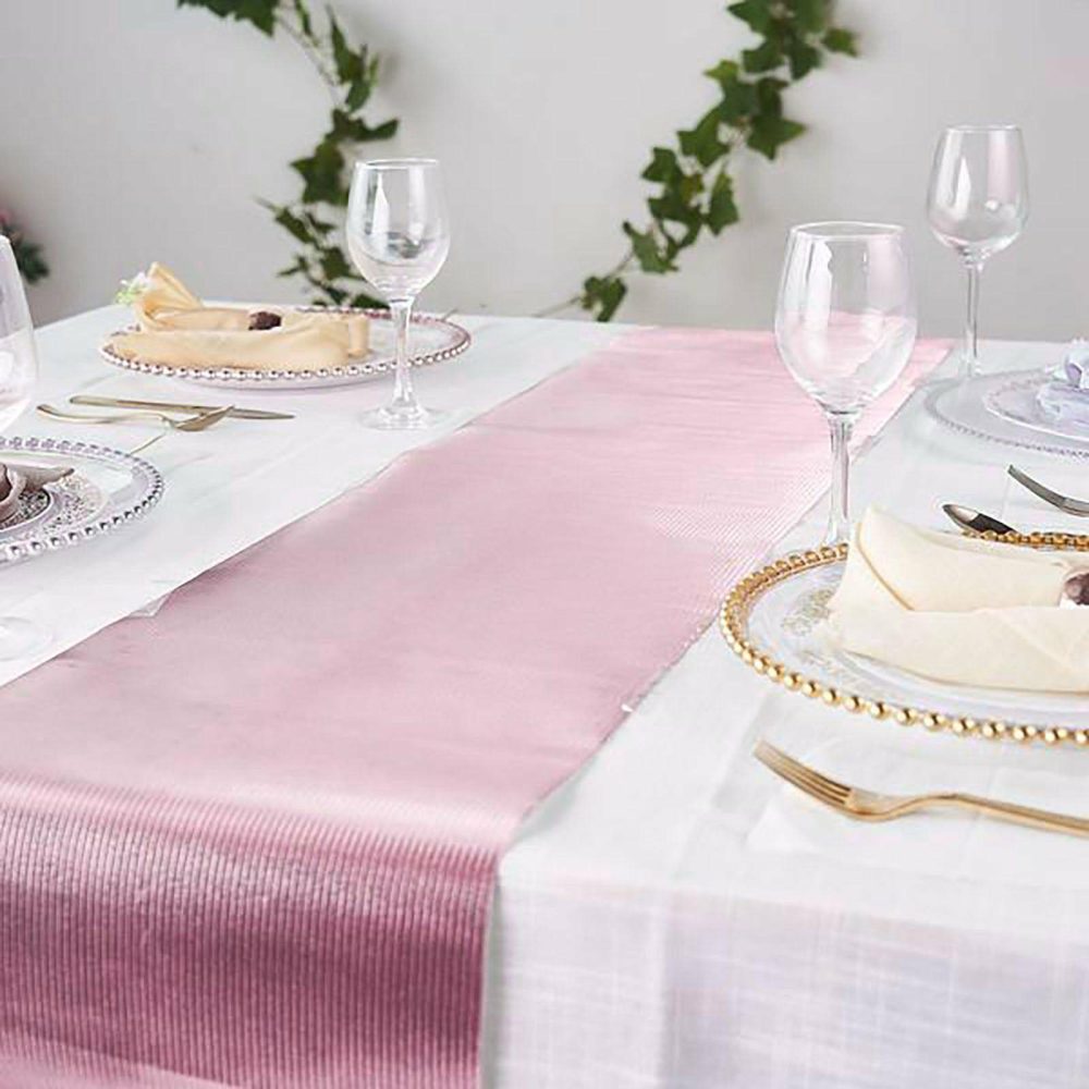 Rose Gold Glamorous Column Print Table Runner, Disposable Paper Table Runner 9ft  |   Stylish Stylish Rose gold