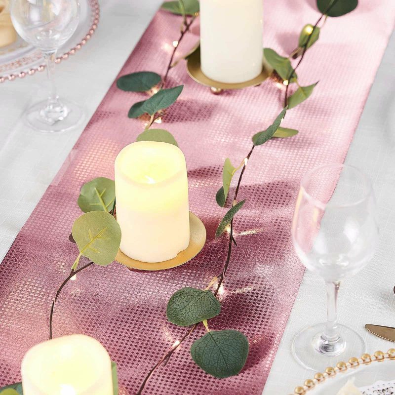 Rose Gold Glamorous Diamond Print Table Runner, Disposable Paper Table Runner 9ft  |   Stylish Stylish Rose gold