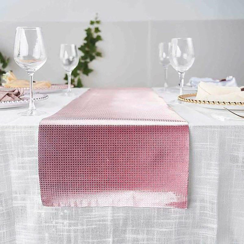 Rose Gold Glamorous Diamond Print Table Runner, Disposable Paper Table Runner 9ft  |   Stylish Stylish Rose gold