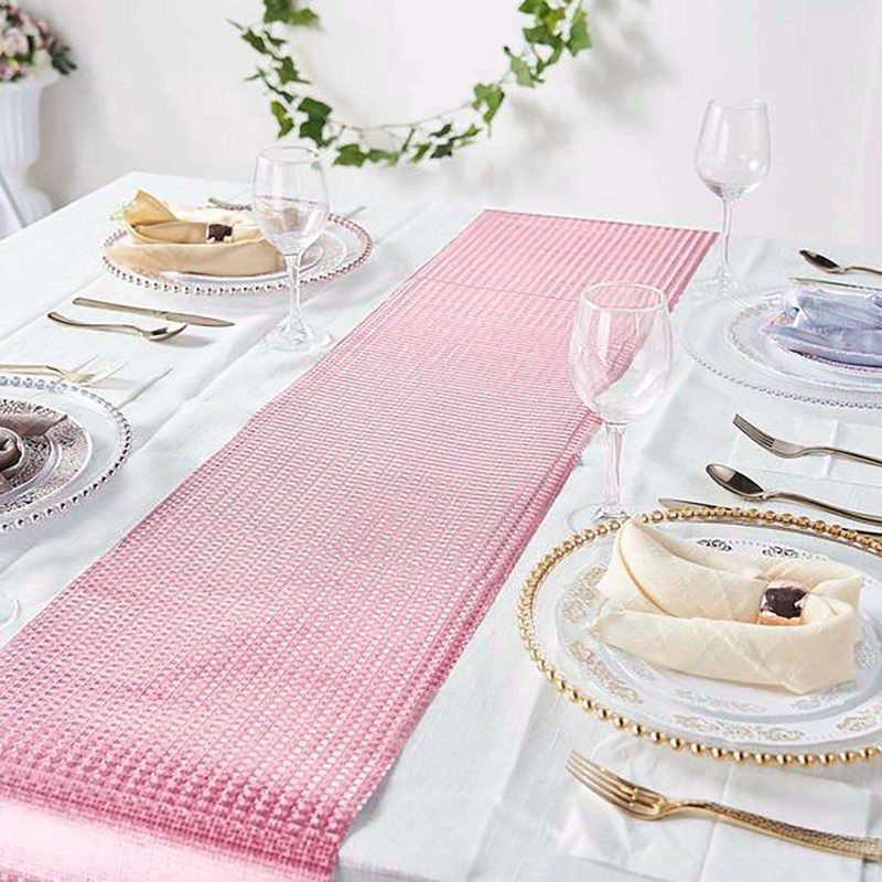 Rose Gold Glamorous Sequin Print Table Runner, Disposable Paper Table Runner 9ft  |   Stylish Stylish Rose gold