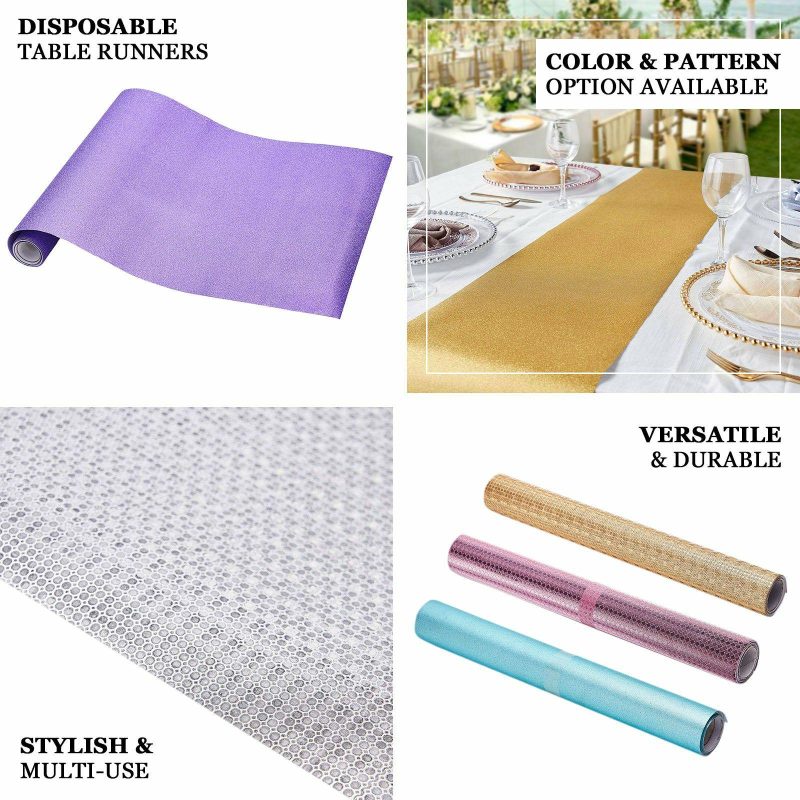 Rose Gold Glamorous Sequin Print Table Runner, Disposable Paper Table Runner 9ft  |   Stylish Stylish Rose gold