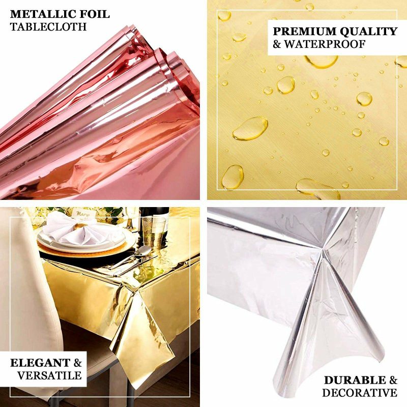 Rose Gold Metallic Foil Rectangle Tablecloth, Disposable Table Cover 40″x90″  |   Disposable Tablecloth Disposable Tablecloth Disposable Tablecloth