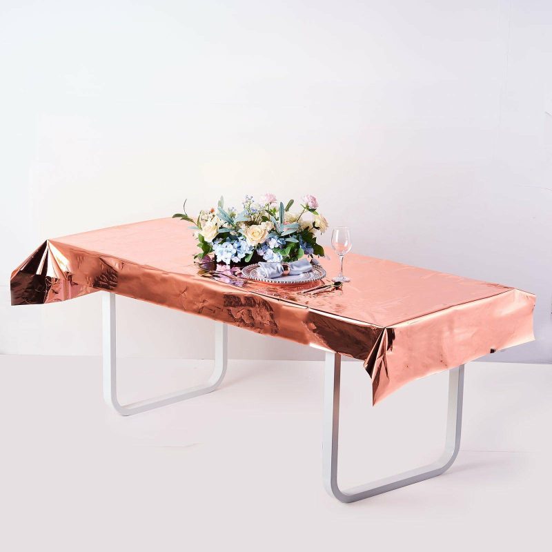 Rose Gold Metallic Foil Rectangle Tablecloth, Disposable Table Cover 40″x90″  |   Disposable Tablecloth Disposable Tablecloth Disposable Tablecloth