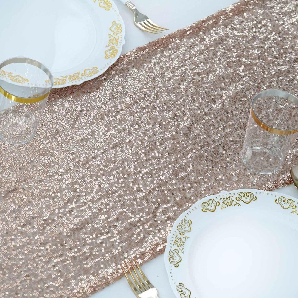 Rose Gold Premium Sequin Table Runner 12″x108″  |   Sequin Sequin Rose gold