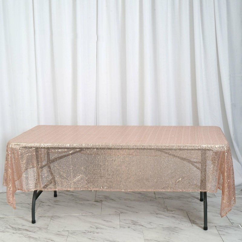 Rose Gold Seamless Premium Sequin Rectangle Tablecloth 60″x102″  |   Sequin Sequin Rose gold