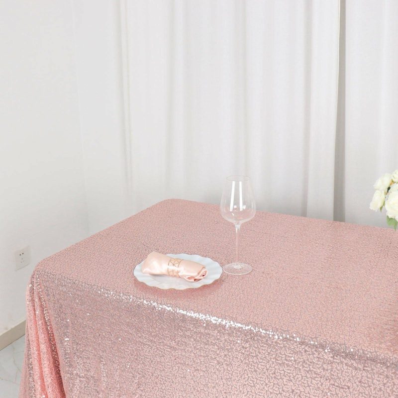 Rose Gold Seamless Premium Sequin Rectangle Tablecloth 60″x126″  |   Sequin Sequin Rose gold