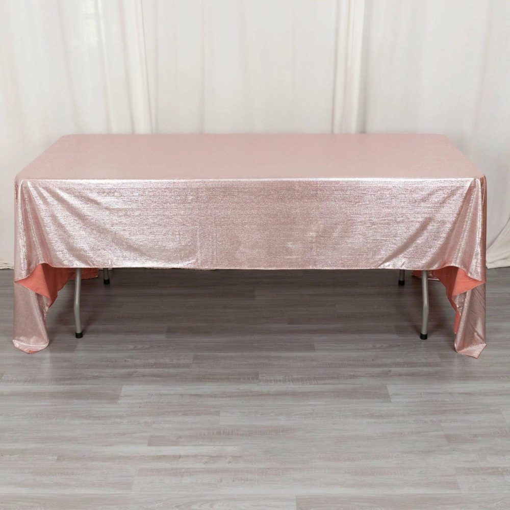 Rose Gold Shimmer Sequin Dots Polyester Tablecloth, Wrinkle Free Sparkle Glitter Tablecover 60″x126″  |   Polyester Polyester Polyester