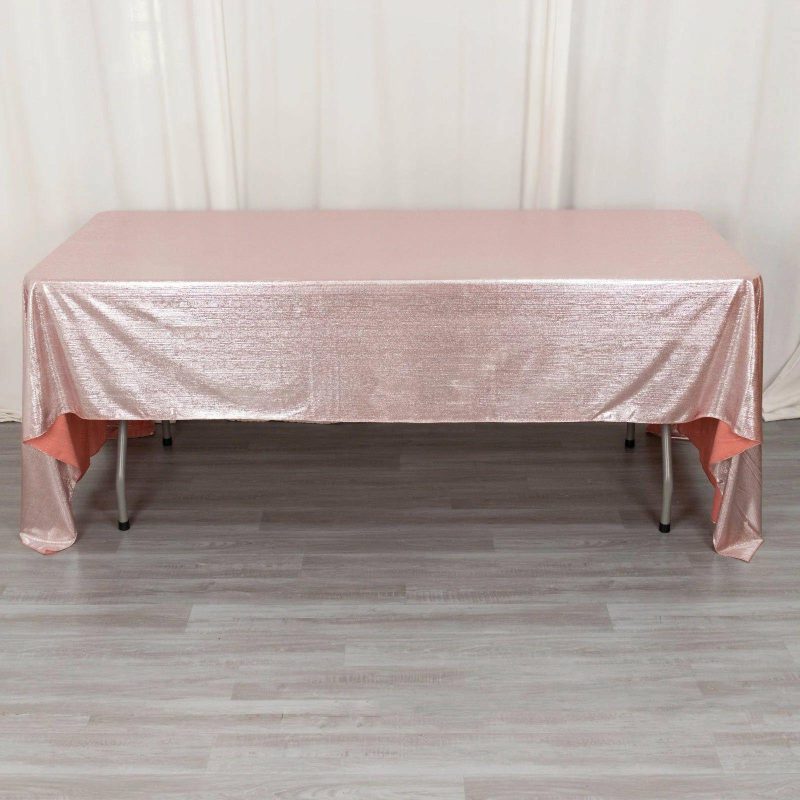 Rose Gold Shimmer Sequin Dots Polyester Tablecloth, Wrinkle Free Sparkle Glitter Tablecover 60″x126″  |   Polyester Polyester Polyester