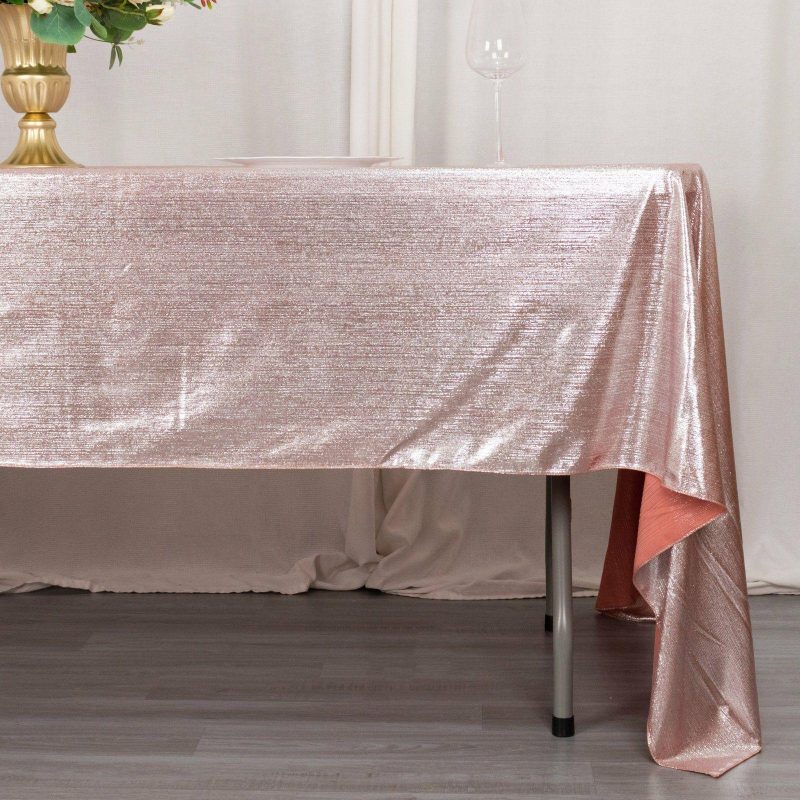 Rose Gold Shimmer Sequin Dots Polyester Tablecloth, Wrinkle Free Sparkle Glitter Tablecover 60″x126″  |   Polyester Polyester Polyester