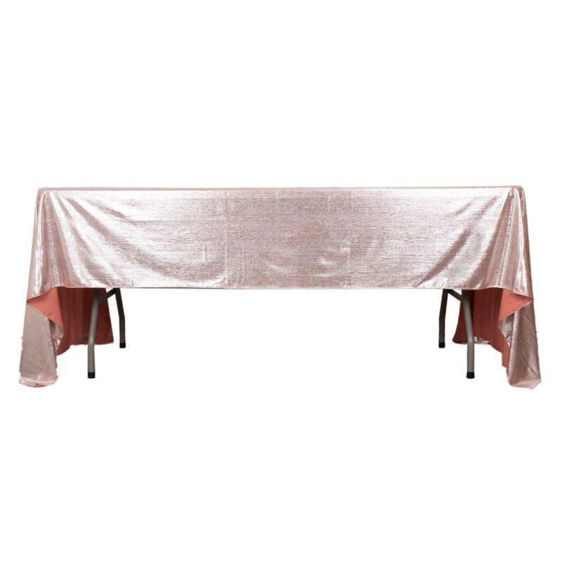 Rose Gold Shimmer Sequin Dots Polyester Tablecloth, Wrinkle Free Sparkle Glitter Tablecover 60″x126″  |   Polyester Polyester Polyester