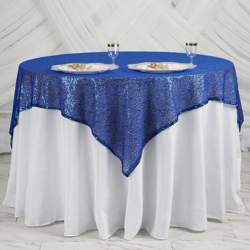 Royal Blue Duchess Sequin Square Table Overlay 60″x60″  |   Sequin Sequin Royal blue