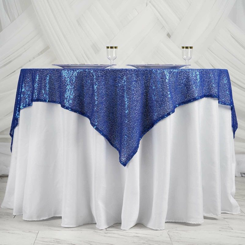 Royal Blue Duchess Sequin Square Table Overlay 60″x60″  |   Sequin Sequin Royal blue