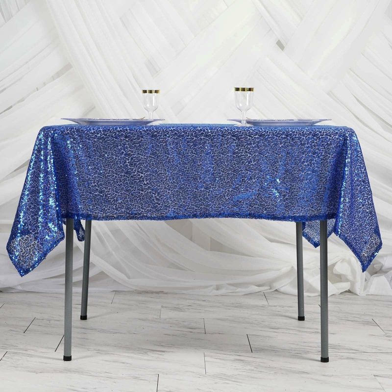 Royal Blue Duchess Sequin Square Table Overlay 60″x60″  |   Sequin Sequin Royal blue