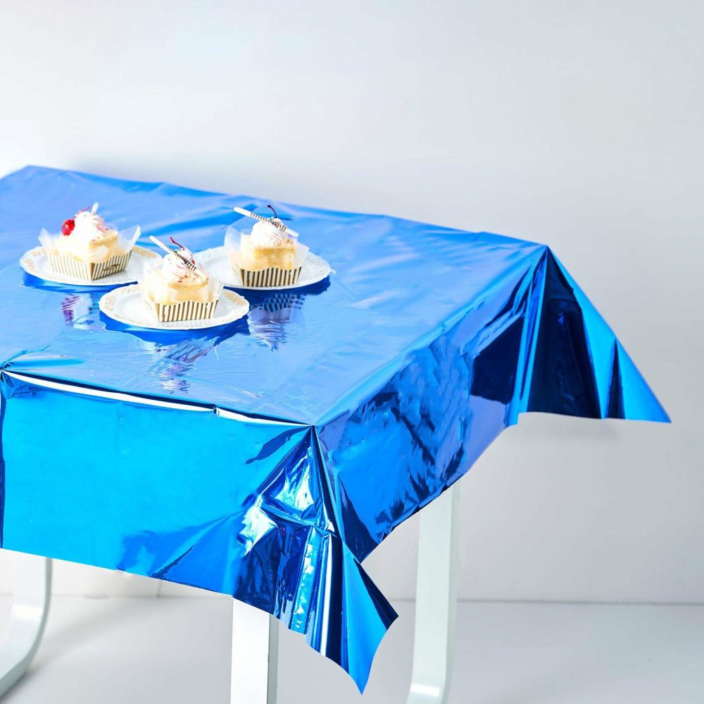 Royal Blue Metallic Foil Square Tablecloth, Disposable Table Cover 50″x50″  |   Disposable Tablecloth Disposable Tablecloth Disposable Tablecloth