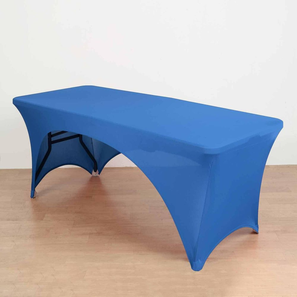 Royal Blue Open Back Stretch Spandex Table Cover 6ft Rectangular Fitted Tablecloth For 72″x30″ Tables  |   Spandex & Fitted Spandex & Fitted Royal blue