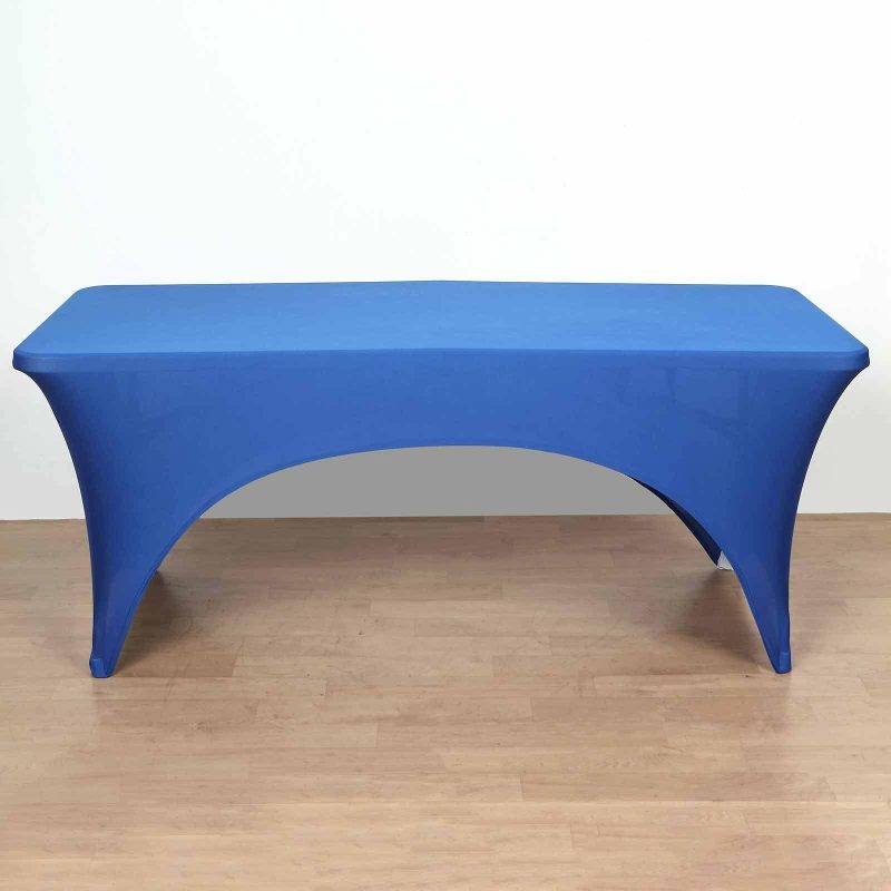 Royal Blue Open Back Stretch Spandex Table Cover 8ft Rectangular Fitted Tablecloth For 96″x30″ Tables  |   Spandex & Fitted Spandex & Fitted Royal blue