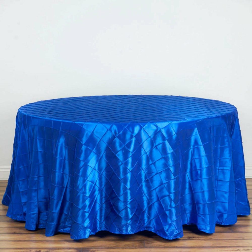 Royal Blue Pintuck Round Seamless Tablecloth 120″ for 5 Foot Table With Floor-Length Drop  |   Pintuck, Crinkle & Leaf Pintuck, Crinkle & Leaf Pintuck, Crinkle & Leaf