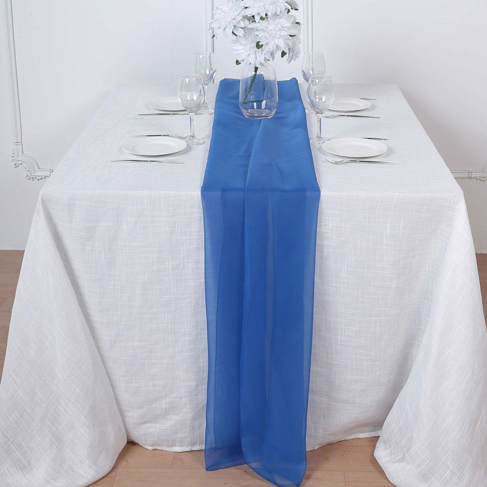 Royal Blue Premium Chiffon Table Runner 6ft  |   Organza & Chiffon Organza & Chiffon Organza & Chiffon