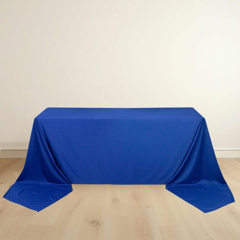 Royal Blue Premium Scuba Rectangular Tablecloth, Wrinkle Free Polyester Seamless Tablecloth – 90″x156″ for 8 Foot Table With Floor-Length Drop  |   Polyester Polyester Polyester