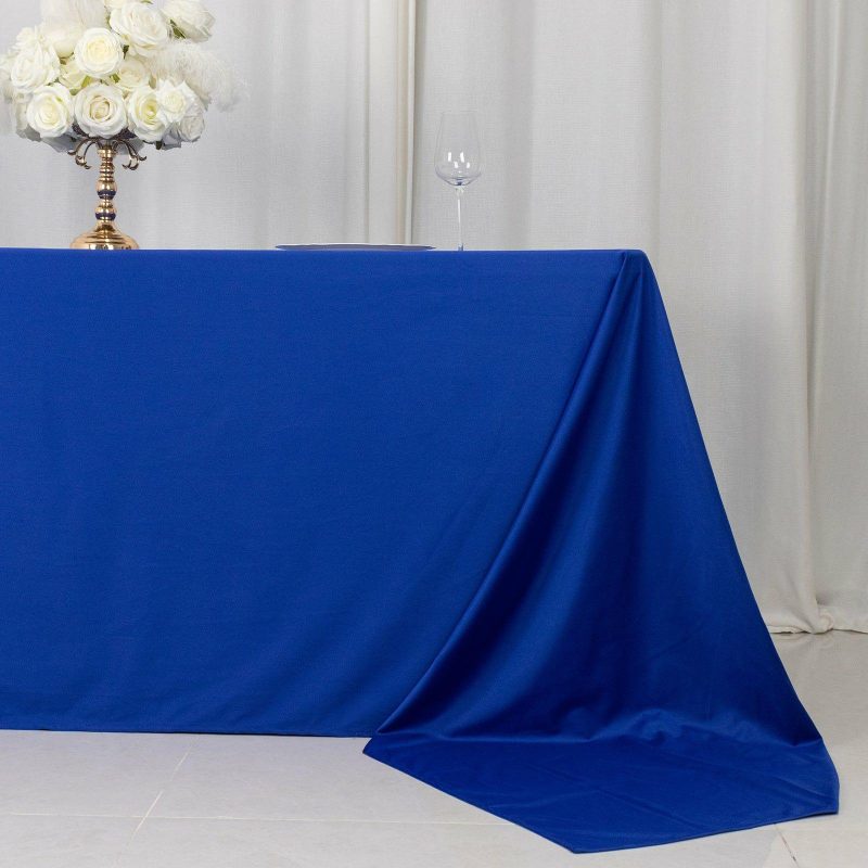 Royal Blue Premium Scuba Rectangular Tablecloth, Wrinkle Free Polyester Seamless Tablecloth – 90″x156″ for 8 Foot Table With Floor-Length Drop  |   Polyester Polyester Polyester