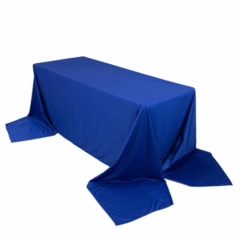 Royal Blue Premium Scuba Rectangular Tablecloth, Wrinkle Free Polyester Seamless Tablecloth – 90″x156″ for 8 Foot Table With Floor-Length Drop  |   Polyester Polyester Polyester