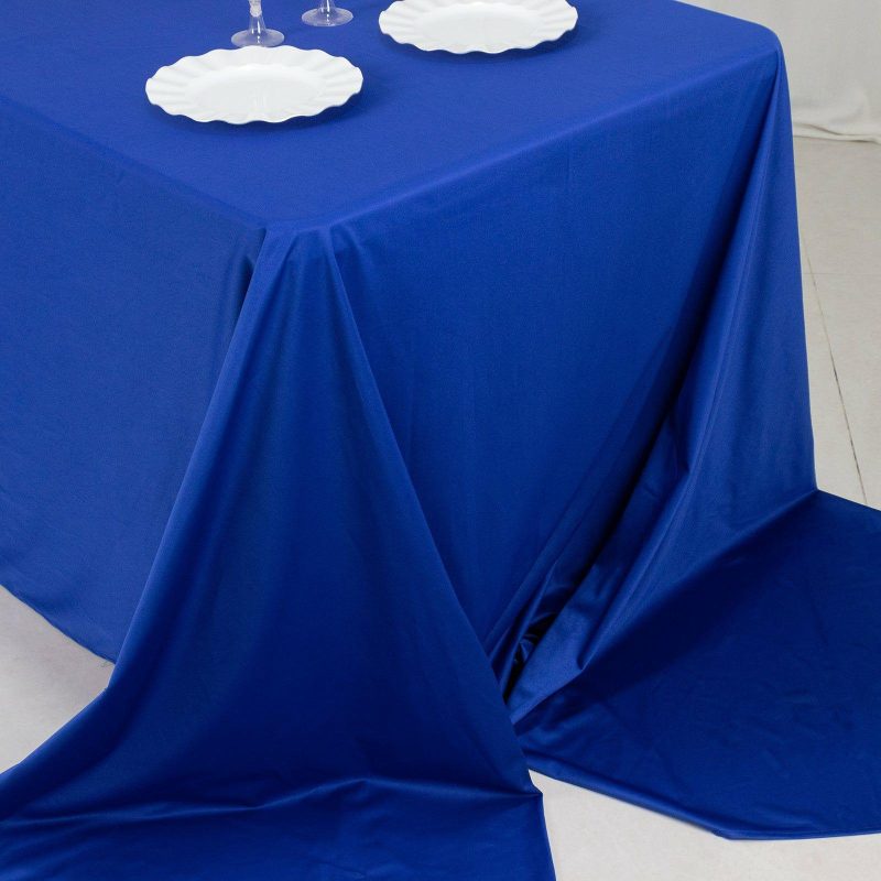 Royal Blue Premium Scuba Rectangular Tablecloth, Wrinkle Free Polyester Seamless Tablecloth – 90″x156″ for 8 Foot Table With Floor-Length Drop  |   Polyester Polyester Polyester