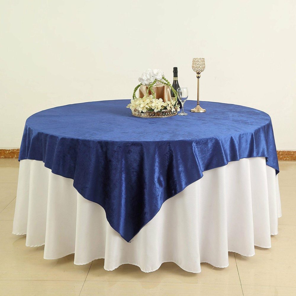 Royal Blue Premium Soft Velvet Table Overlay, Square Tablecloth Topper 72″x72″  |   Velvet & Flocking Table Overlays Royal blue