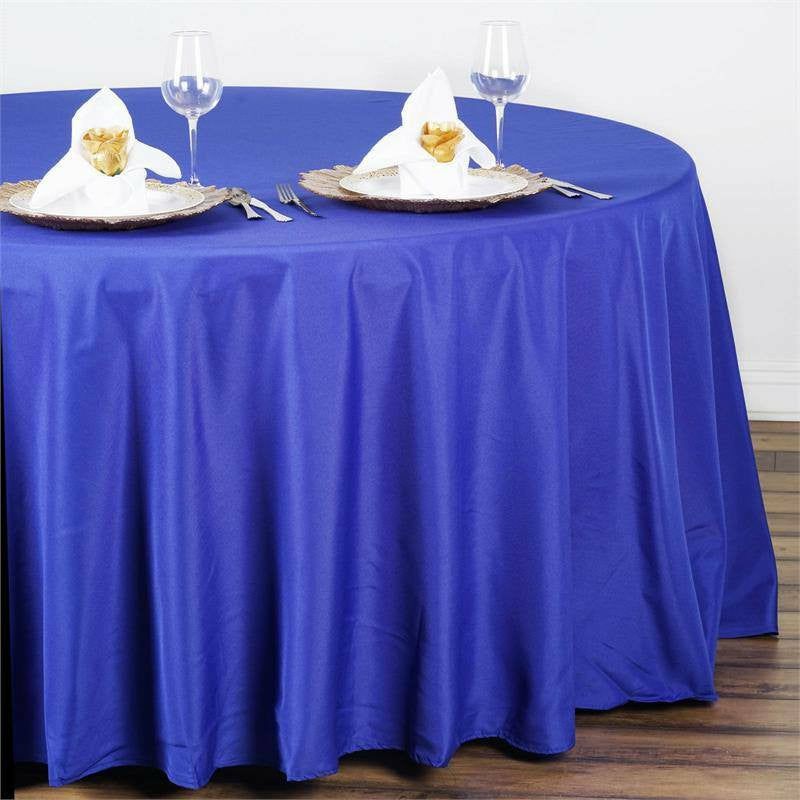 Royal Blue Seamless Polyester Round Tablecloth 108″  |   Polyester Polyester Polyester