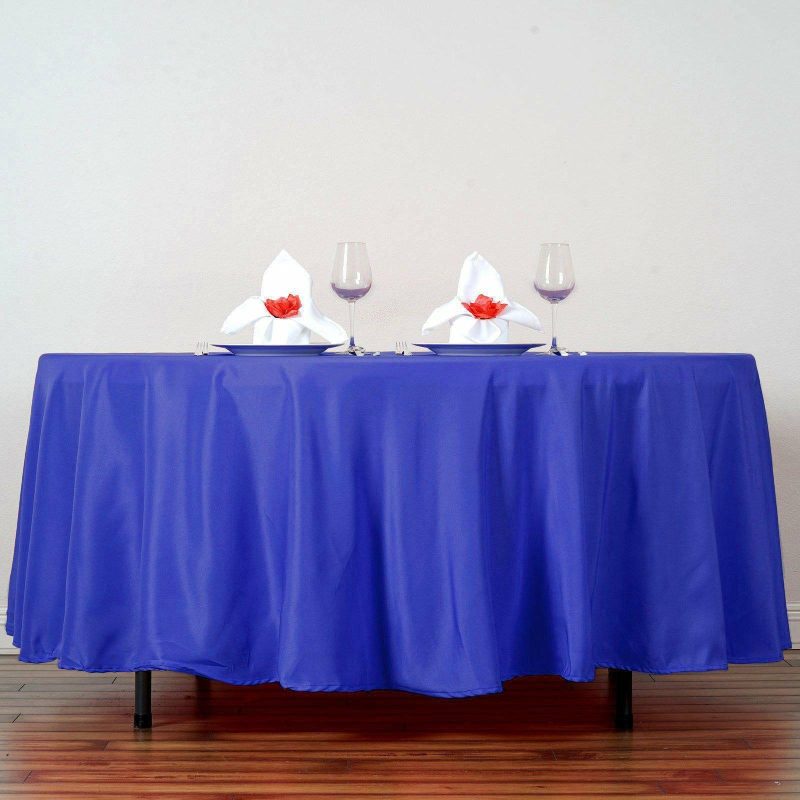 Royal Blue Seamless Polyester Round Tablecloth 108″  |   Polyester Polyester Polyester