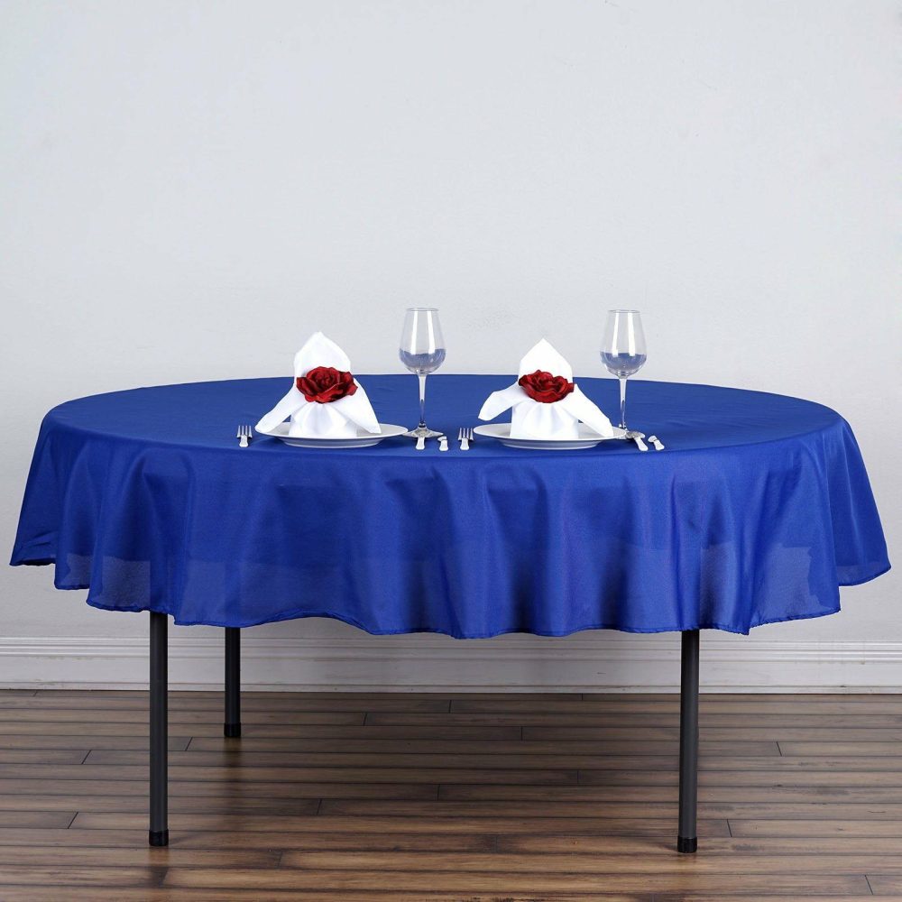 Royal Blue Seamless Polyester Round Tablecloth 90″  |   Polyester Polyester Polyester