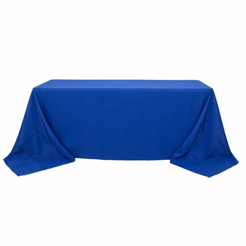 Royal Blue Seamless Premium Polyester Rectangular Tablecloth 220GSM 90″x132″ for 6 Foot Table With Floor-Length Drop  |   Polyester Polyester Polyester