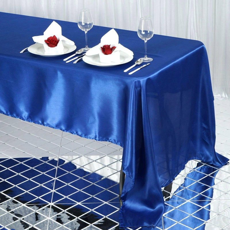 Royal Blue Seamless Satin Rectangular Tablecloth 60″x126″  |   Satin Satin Royal blue