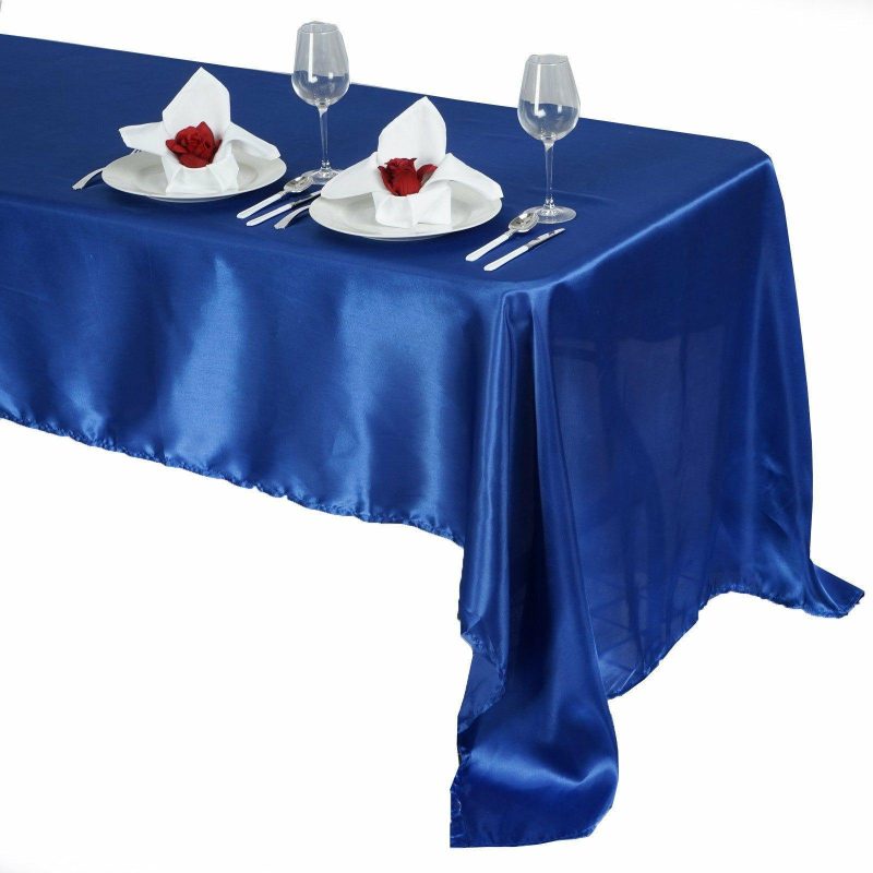 Royal Blue Seamless Satin Rectangular Tablecloth 60″x126″  |   Satin Satin Royal blue