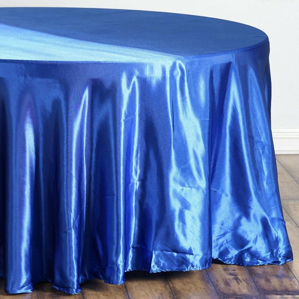 Royal Blue Seamless Satin Round Tablecloth 108″  |   Satin Satin Royal blue