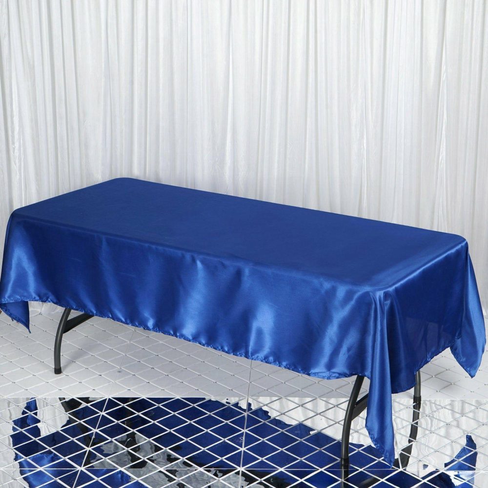 Royal Blue Seamless Smooth Satin Rectangular Tablecloth 60″x102″  |   Satin Satin Royal blue